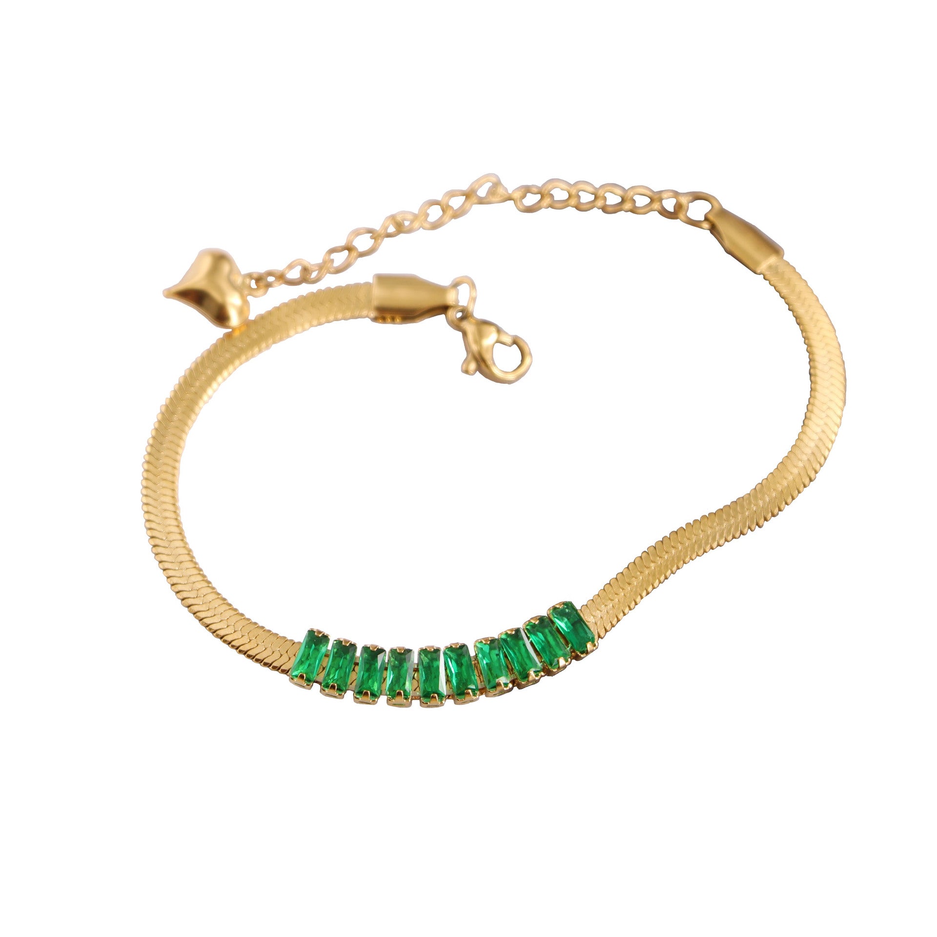 Wholesale Malachite Green Zircon Blade Chain Titanium Steel Necklaces